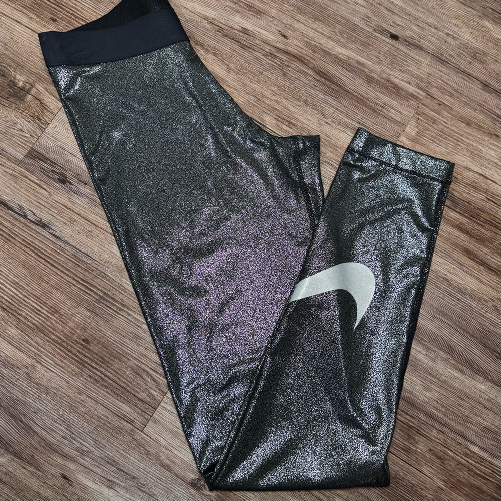 Nike Pro Training Tights Silver Black Metallic Size M